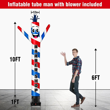 10FT Tall Barber Shop Inflatable Tube Man Set with 3/4 HP Weather-Resistant Blower - goodeny