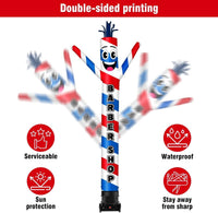 10FT Tall Barber Shop Inflatable Tube Man Set with 3/4 HP Weather-Resistant Blower - goodeny