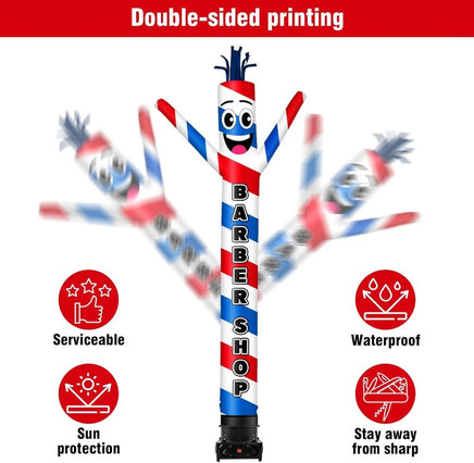 10FT Tall Barber Shop Inflatable Tube Man Set with 3/4 HP Weather-Resistant Blower - goodeny