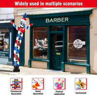 10FT Tall Barber Shop Inflatable Tube Man Set with 3/4 HP Weather-Resistant Blower - goodeny