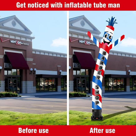 10FT Tall Barber Shop Inflatable Tube Man Set with 3/4 HP Weather-Resistant Blower - goodeny