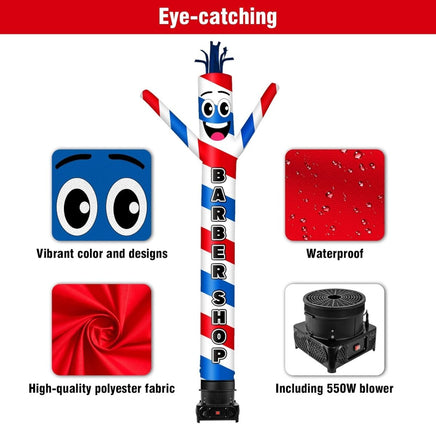 10FT Tall Barber Shop Inflatable Tube Man Set with 3/4 HP Weather-Resistant Blower - goodeny