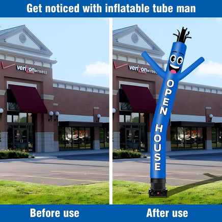 10FT Tall Inflatable Tube Man Open House Wacky Wavy Dancing Guy with 3/4 HP Weather-Resistant Blower (12''Diameter) for Outdoor Decoration Advertising Business Promotion - Blue - goodeny
