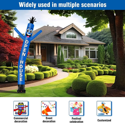 10FT Tall Inflatable Tube Man Open House Wacky Wavy Dancing Guy with 3/4 HP Weather-Resistant Blower (12''Diameter) for Outdoor Decoration Advertising Business Promotion - Blue - goodeny
