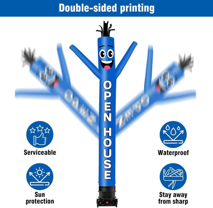 10FT Tall Inflatable Tube Man Open House Wacky Wavy Dancing Guy with 3/4 HP Weather-Resistant Blower (12''Diameter) for Outdoor Decoration Advertising Business Promotion - Blue - goodeny