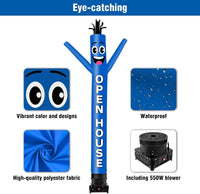 10FT Tall Inflatable Tube Man Open House Wacky Wavy Dancing Guy with 3/4 HP Weather-Resistant Blower (12''Diameter) for Outdoor Decoration Advertising Business Promotion - Blue - goodeny
