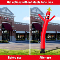 10FT Tall Inflatable Tube Man Set with 3/4 HP Weather-Resistant Blower - Red - goodeny