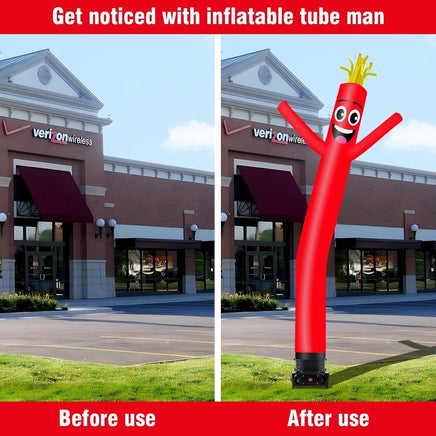 10FT Tall Inflatable Tube Man Set with 3/4 HP Weather-Resistant Blower - Red - goodeny