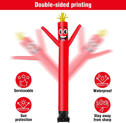 10FT Tall Inflatable Tube Man Set with 3/4 HP Weather-Resistant Blower - Red - goodeny