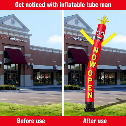 10FT Tall Now Open Inflatable Tube Man Set with 3/4 HP Weather-Resistant Blower-Red - goodeny