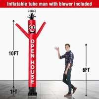 10FT Tall Open House Inflatable Tube Man Set with 3/4 HP Weather-Resistant Blower - Red（副本） - goodeny