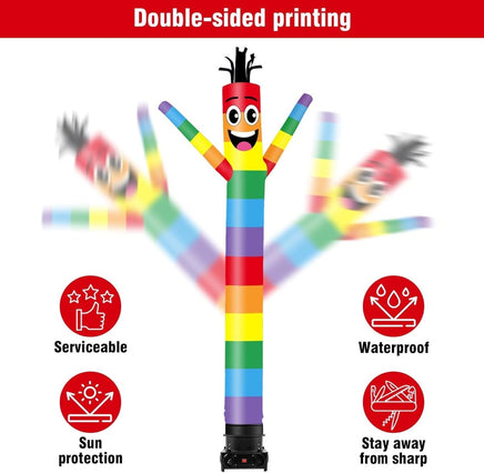 10FT Tall Rainbow Inflatable Tube Man Set with 3/4 HP Weather-Resistant Blower - goodeny