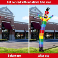 10FT Tall Rainbow Inflatable Tube Man Set with 3/4 HP Weather-Resistant Blower - goodeny