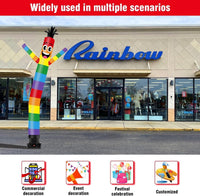 10FT Tall Rainbow Inflatable Tube Man Set with 3/4 HP Weather-Resistant Blower - goodeny