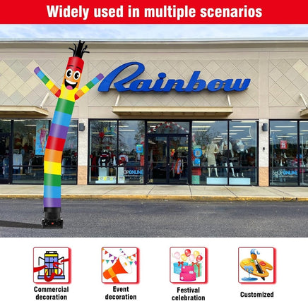 10FT Tall Rainbow Inflatable Tube Man Set with 3/4 HP Weather-Resistant Blower - goodeny