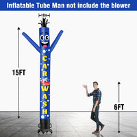 6 10 15 20FT Tall Car Wash Blue Waving Inflatable Tube Man(Blower Not Included)