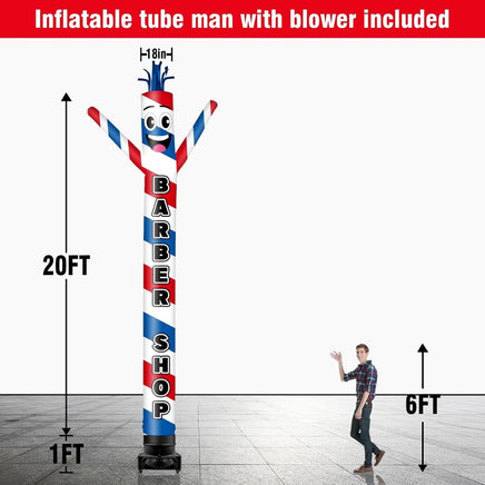 20FT Tall Barber Shop Inflatable Tube Man Set with 1.5 HP Weather-Resistant Blower - goodeny