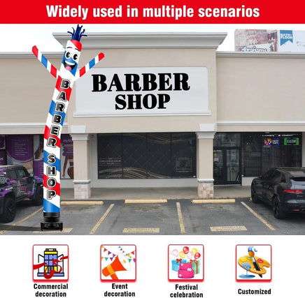 20FT Tall Barber Shop Inflatable Tube Man Set with 1.5 HP Weather-Resistant Blower - goodeny