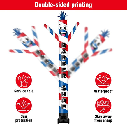 20FT Tall Barber Shop Inflatable Tube Man Set with 1.5 HP Weather-Resistant Blower - goodeny
