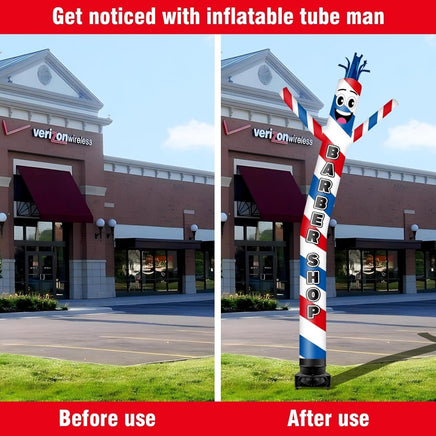 20FT Tall Barber Shop Inflatable Tube Man Set with 1.5 HP Weather-Resistant Blower - goodeny