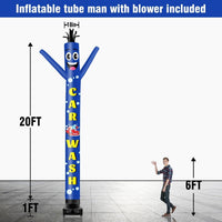 20FT Tall Inflatable Tube Man Car Wash Wacky Wavy Dancing Guy with 1.5 HP Weather-Resistant Blower (18''Diameter) for Outdoor Decoration Advertising Business Promotion - goodeny