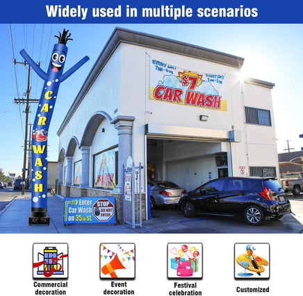 20FT Tall Inflatable Tube Man Car Wash Wacky Wavy Dancing Guy with 1.5 HP Weather-Resistant Blower (18''Diameter) for Outdoor Decoration Advertising Business Promotion - goodeny