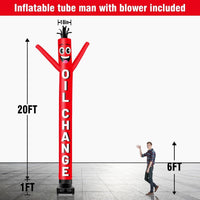 20FT Tall Oil Change Inflatable Tube Man Set with 1.5 HP Weather-Resistant Blower - goodeny