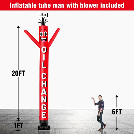 20FT Tall Oil Change Inflatable Tube Man Set with 1.5 HP Weather-Resistant Blower - goodeny