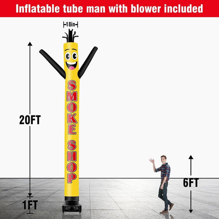 20FT Tall Smoke Shop Inflatable Tube Man Set with 1.5 HP Weather-Resistant Blower - goodeny