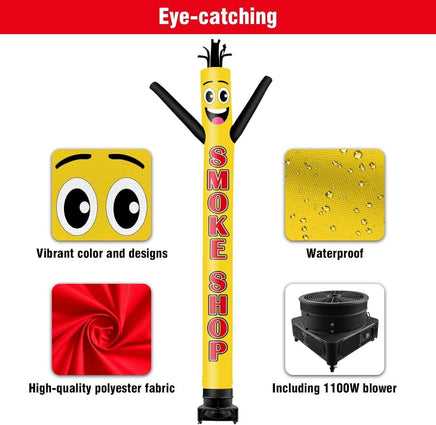 20FT Tall Smoke Shop Inflatable Tube Man Set with 1.5 HP Weather-Resistant Blower - goodeny