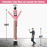 6 10 15 20FT Tall Milkshakes Pink Waving Inflatable Tube Man(Blower Not Included)