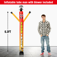 6FT Food Truck Inflatable Tube Man with Blower (5.5'' Diameter) and Built-in LED