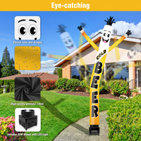 6FT Cold Beer Inflatable Tube Man with Blower (5.5'' Diameter) and Built-in LED