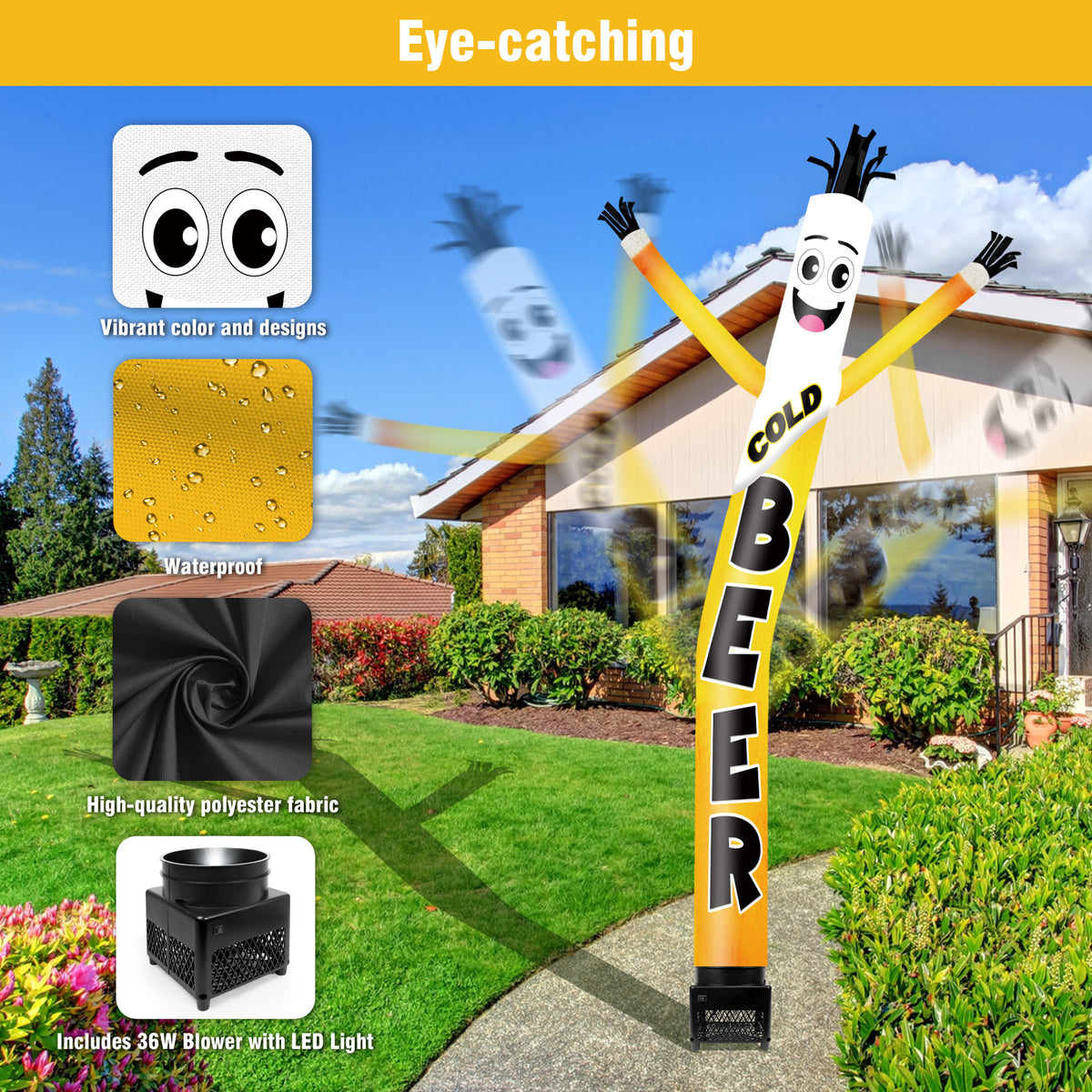 6FT Cold Beer Inflatable Tube Man with Blower (5.5'' Diameter) and ...