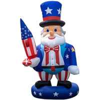6FT 4th of July Inflatable Uncle Sam with Rocket - LED Yard Decoration