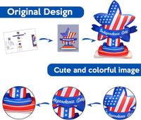 4th of July Patriotic Inflatable with LED – Red, White & Blue Yard Decor - goodeny