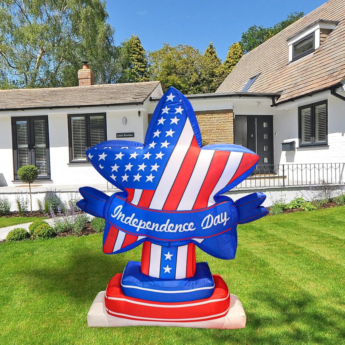 4th of July Patriotic Inflatable with LED – Red, White & Blue Yard ...