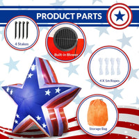 5.4FT 4th of July USA Star Inflatable Decoration with LED Lights - goodeny