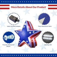 5.4FT 4th of July USA Star Inflatable Decoration with LED Lights - goodeny