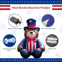 5.6FT 4th of July Bear LED Inflatable Yard Decorations - goodeny