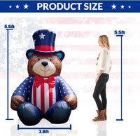 5.6FT 4th of July Bear LED Inflatable Yard Decorations - goodeny