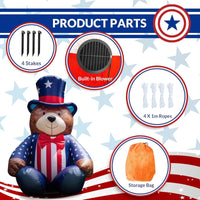 5.6FT 4th of July Bear LED Inflatable Yard Decorations - goodeny