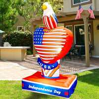 5FT 4th of July Inflatable Eagle with USA Heart - LED Yard Decoration - goodeny