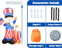 5FT 4th of July Inflatable Uncle Sam with LED Yard Decoration - goodeny