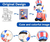5FT 4th of July Inflatable Uncle Sam with LED Yard Decoration - goodeny