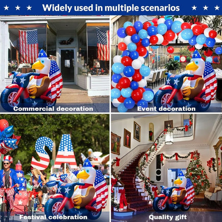 5FT Patriotic Eagle on Motorcycle LED Inflatable Yard Decorations - goodeny
