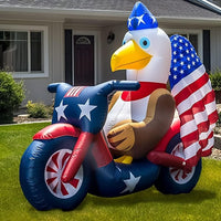 5FT Patriotic Eagle on Motorcycle LED Inflatable Yard Decorations - goodeny