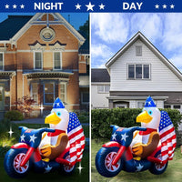 5FT Patriotic Eagle on Motorcycle LED Inflatable Yard Decorations - goodeny