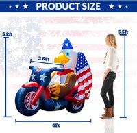 5FT Patriotic Eagle on Motorcycle LED Inflatable Yard Decorations - goodeny