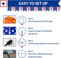 5FT Patriotic Eagle on Motorcycle LED Inflatable Yard Decorations - goodeny
